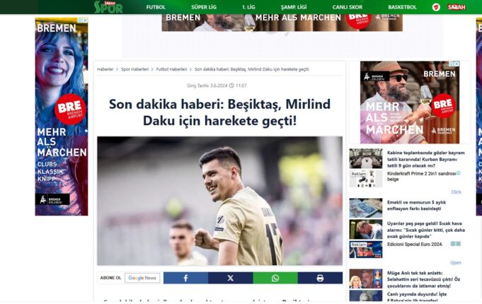 Besiktas kërkon Mirlind Dakun