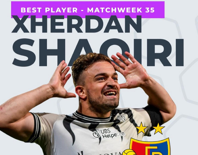 Xherdan Shaqiri zgjedhet lojtari më i mirë i javës në ligën elitare të Zvicrës Xherdan Shaqiri zgjedhet lojtari më i mirë i javës në ligën elitare të Zvicrës